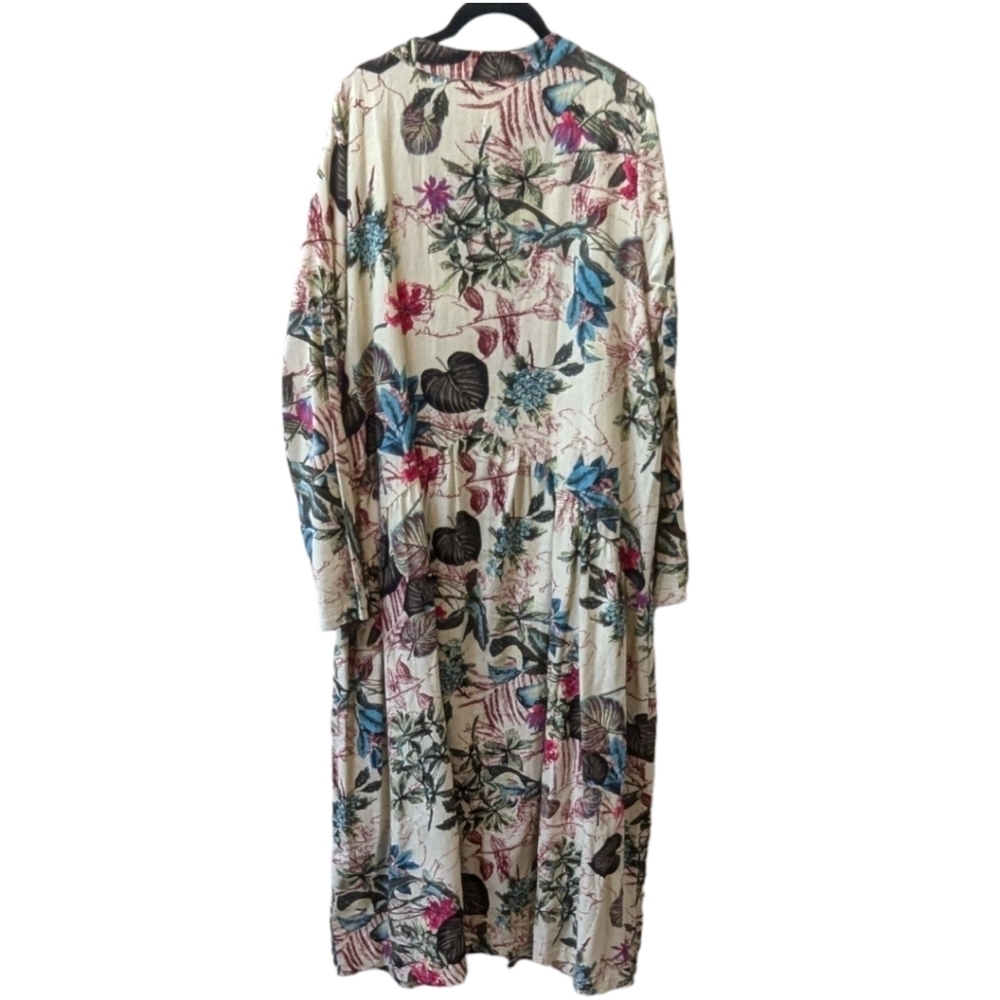 Unbranded Tropical Print Banded Collar Buttoned Shirt Front Plus Size Dress (3X) - Picture 2 of 7